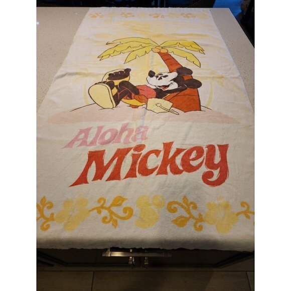 Disney Direct Mickey Mouse “Aloha Mickey" Beach Swim Towel 30”X 56” Terry Cloth - Picture 1 of 3